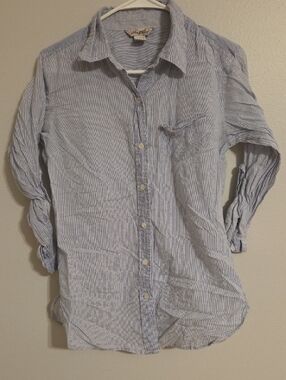 Light Blue Striped Women's Button-Down Shirt